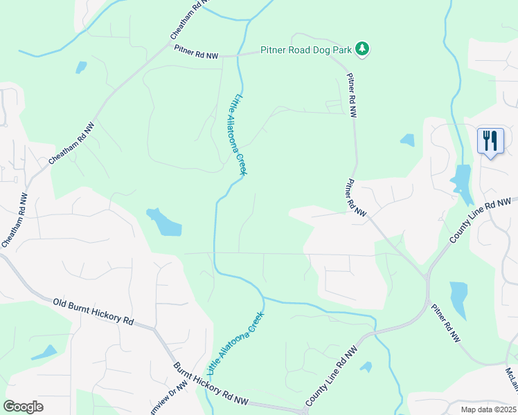 map of restaurants, bars, coffee shops, grocery stores, and more near 2044 Garvin Road in Acworth