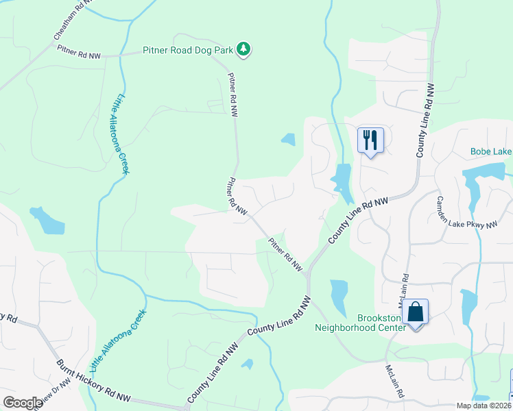 map of restaurants, bars, coffee shops, grocery stores, and more near 2101 Monitor Way Northwest in Acworth