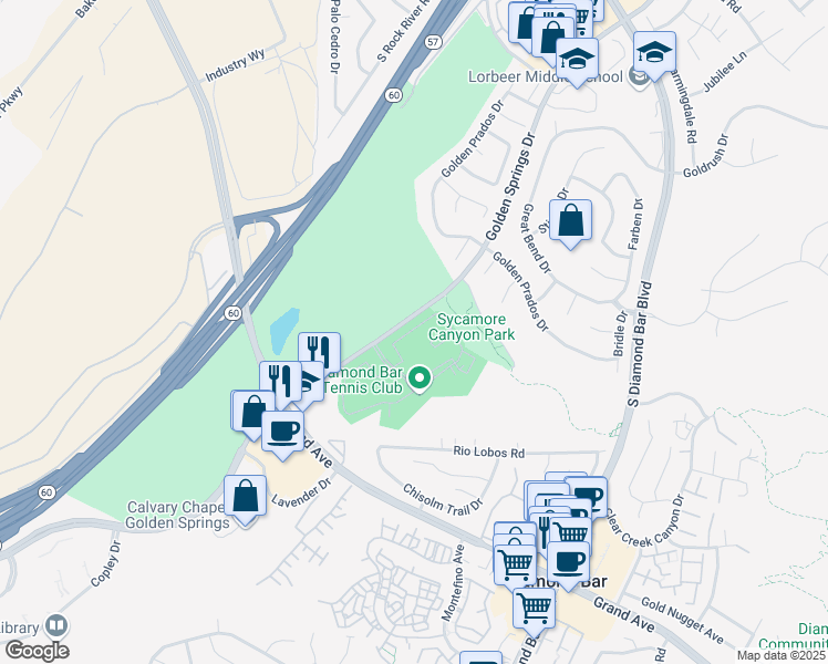 map of restaurants, bars, coffee shops, grocery stores, and more near 22816 Hilton Head Drive in Diamond Bar