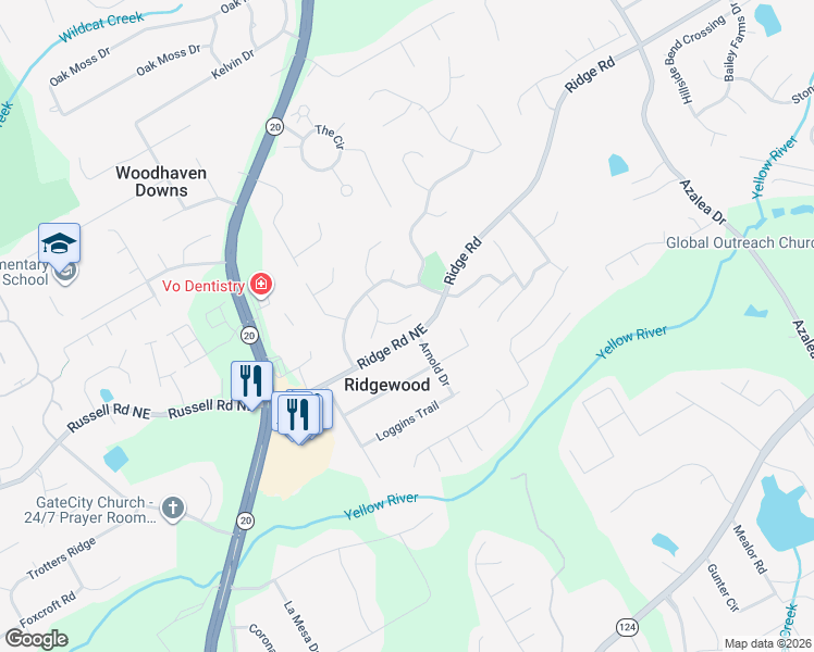 map of restaurants, bars, coffee shops, grocery stores, and more near 749 Teal Court in Lawrenceville