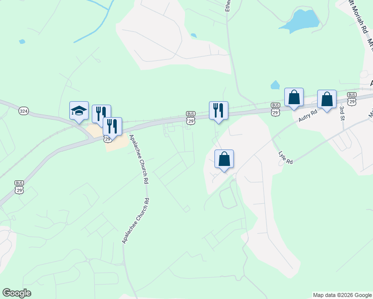 map of restaurants, bars, coffee shops, grocery stores, and more near 175 North Auburn Landing Place in Auburn