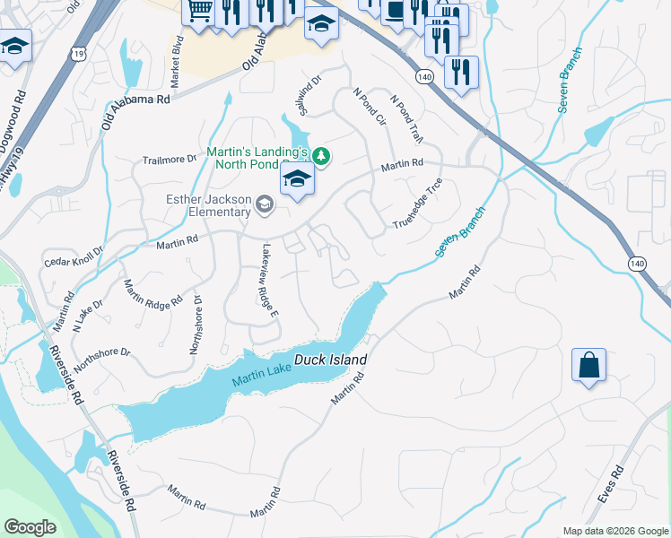 map of restaurants, bars, coffee shops, grocery stores, and more near 323 Quail Run in Roswell