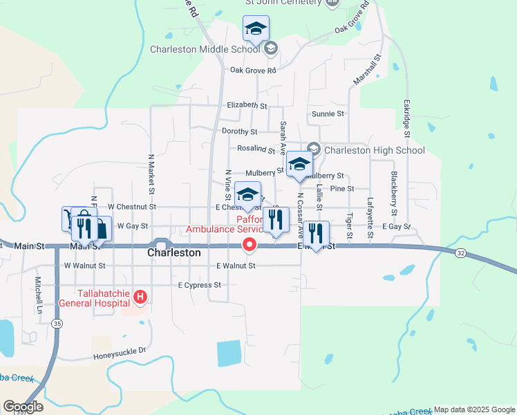 map of restaurants, bars, coffee shops, grocery stores, and more near 411 East Chestnut Street in Charleston