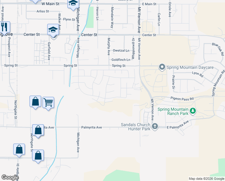 map of restaurants, bars, coffee shops, grocery stores, and more near 500-698 Murphy Avenue in Riverside