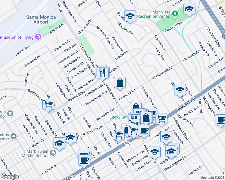 map of restaurants, bars, coffee shops, grocery stores, and more near 3557 Ocean View Avenue in Los Angeles