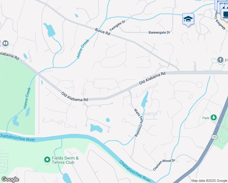 map of restaurants, bars, coffee shops, grocery stores, and more near 9775 Knollcrest Boulevard in Alpharetta