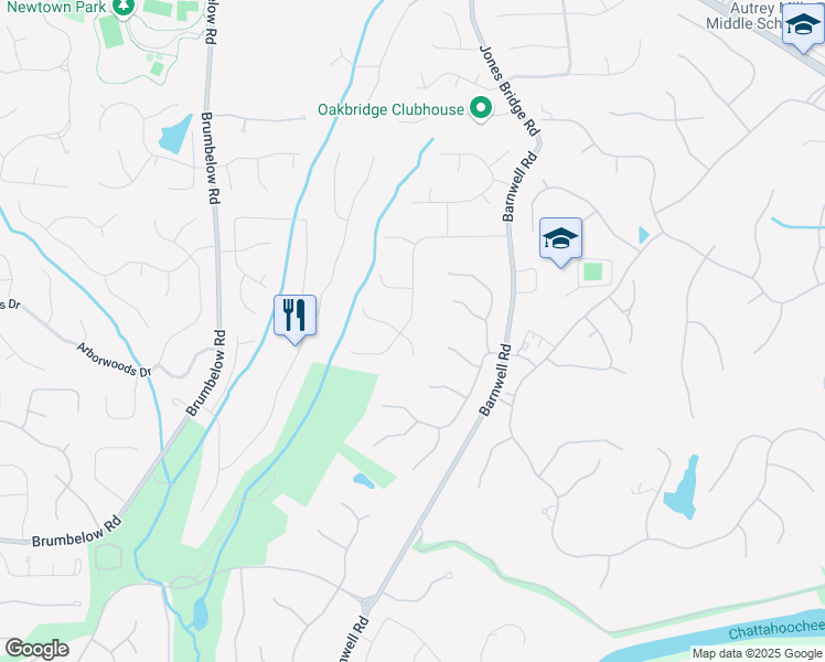map of restaurants, bars, coffee shops, grocery stores, and more near 3485 Aubusson Trce in Alpharetta