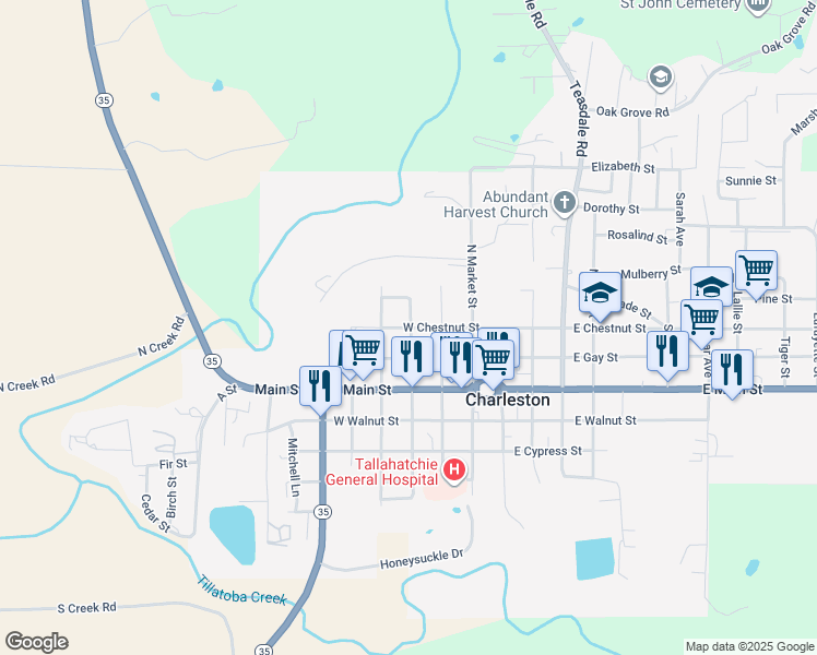map of restaurants, bars, coffee shops, grocery stores, and more near 205 Chestnut Avenue in Charleston