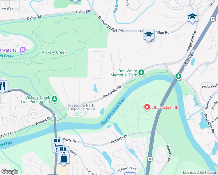 map of restaurants, bars, coffee shops, grocery stores, and more near 1002 Taimen Drive in Roswell