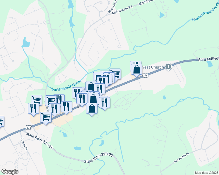 map of restaurants, bars, coffee shops, grocery stores, and more near 5060 Sunset Boulevard in Lexington