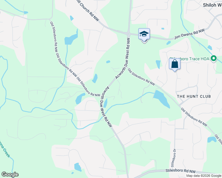 map of restaurants, bars, coffee shops, grocery stores, and more near 2280 Acworth Due West Road Northwest in Acworth