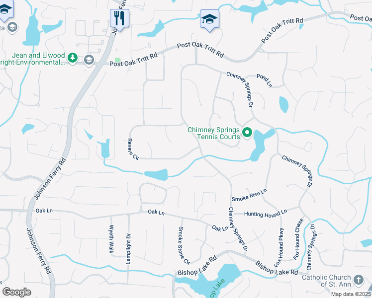 map of restaurants, bars, coffee shops, grocery stores, and more near 4274 Revere Cir in Marietta