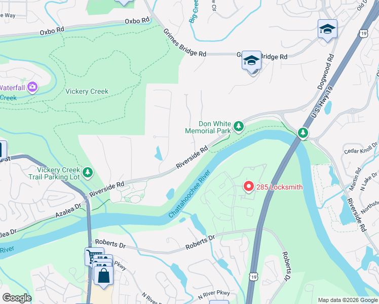 map of restaurants, bars, coffee shops, grocery stores, and more near 1002 Taimen Drive in Roswell