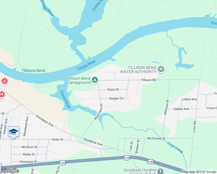 map of restaurants, bars, coffee shops, grocery stores, and more near 1315 Tillison Road in Gadsden