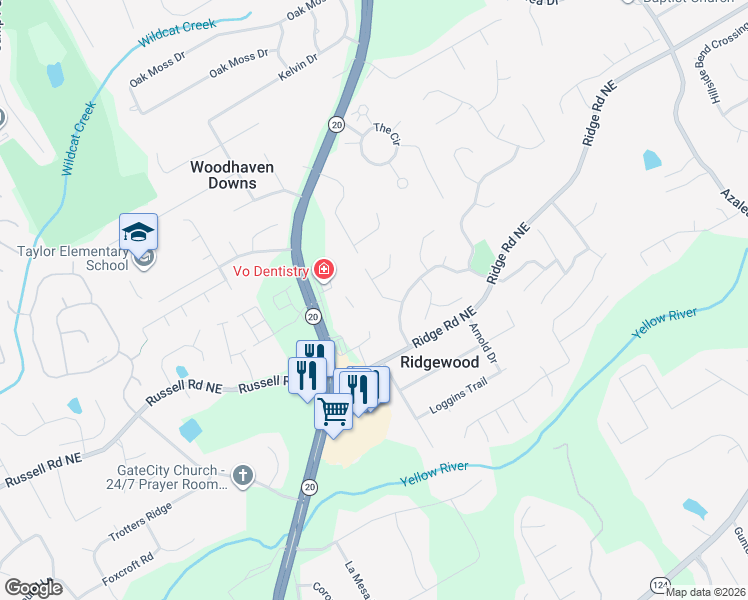 map of restaurants, bars, coffee shops, grocery stores, and more near 1648 Pinder Point Drive in Lawrenceville