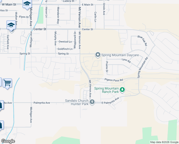 map of restaurants, bars, coffee shops, grocery stores, and more near 731 Mount Vernon Avenue in Riverside