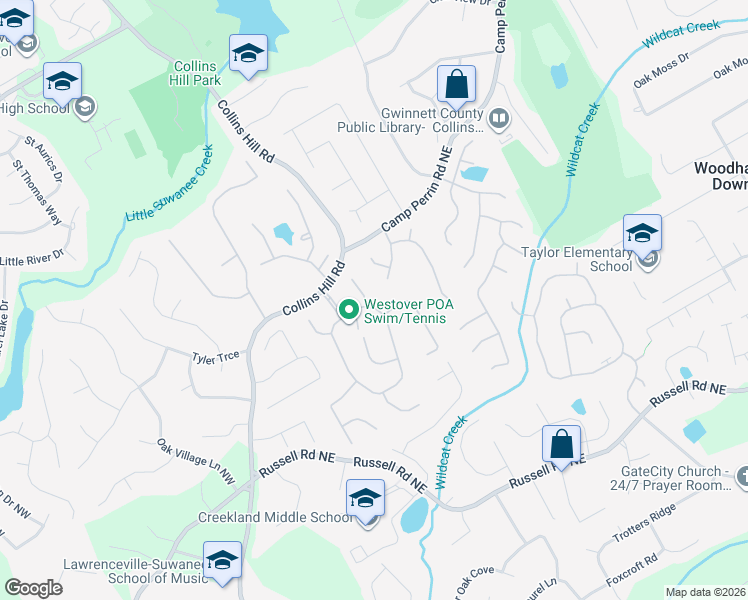 map of restaurants, bars, coffee shops, grocery stores, and more near 1909 McLennon Court in Lawrenceville