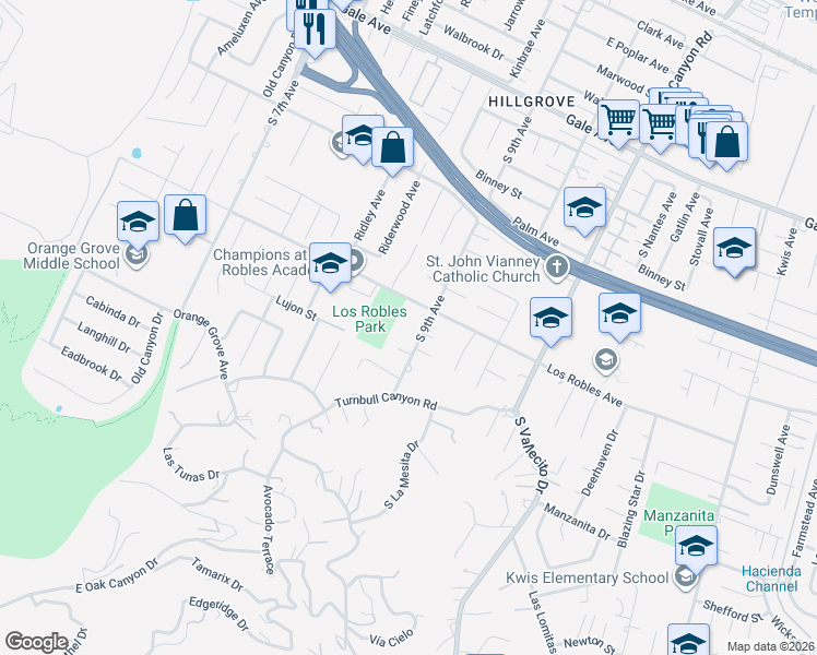 map of restaurants, bars, coffee shops, grocery stores, and more near 1531 9th Avenue in Hacienda Heights