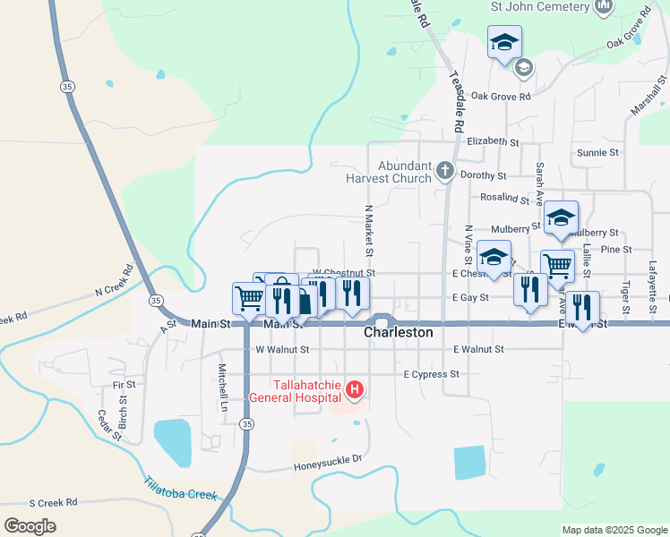 map of restaurants, bars, coffee shops, grocery stores, and more near 205 East Chestnut Street in Charleston