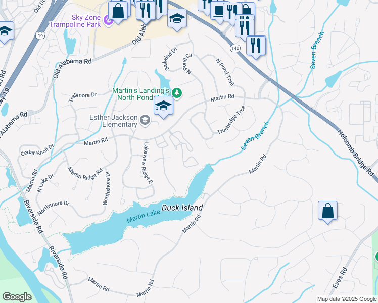 map of restaurants, bars, coffee shops, grocery stores, and more near 338 Quail Run in Roswell
