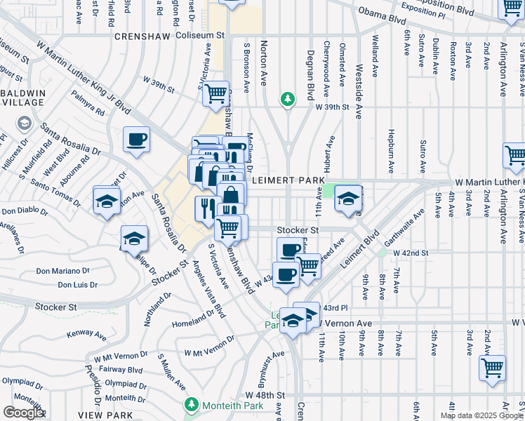 map of restaurants, bars, coffee shops, grocery stores, and more near 4122 Bronson Avenue in Los Angeles