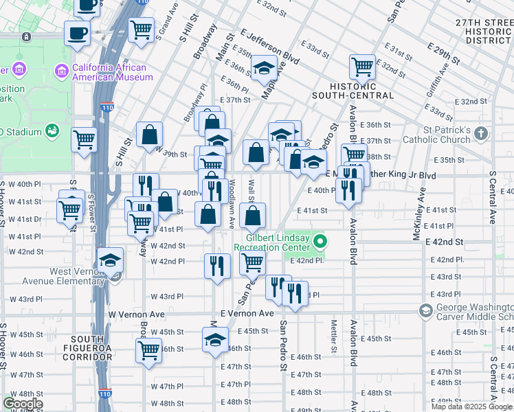 map of restaurants, bars, coffee shops, grocery stores, and more near 4053 Wall Street in Los Angeles