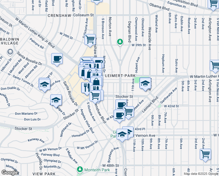 map of restaurants, bars, coffee shops, grocery stores, and more near 4122 Bronson Avenue in Los Angeles
