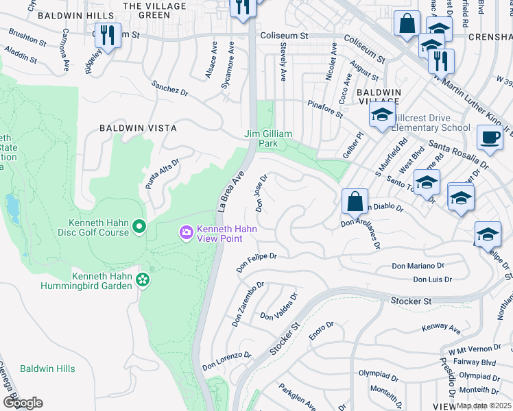 map of restaurants, bars, coffee shops, grocery stores, and more near 4217 Don Carlos Drive in Los Angeles