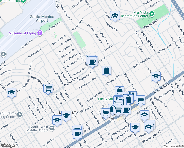 map of restaurants, bars, coffee shops, grocery stores, and more near 12426 Woodgreen Street in Los Angeles