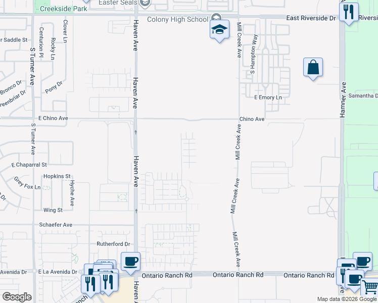 map of restaurants, bars, coffee shops, grocery stores, and more near in Ontario