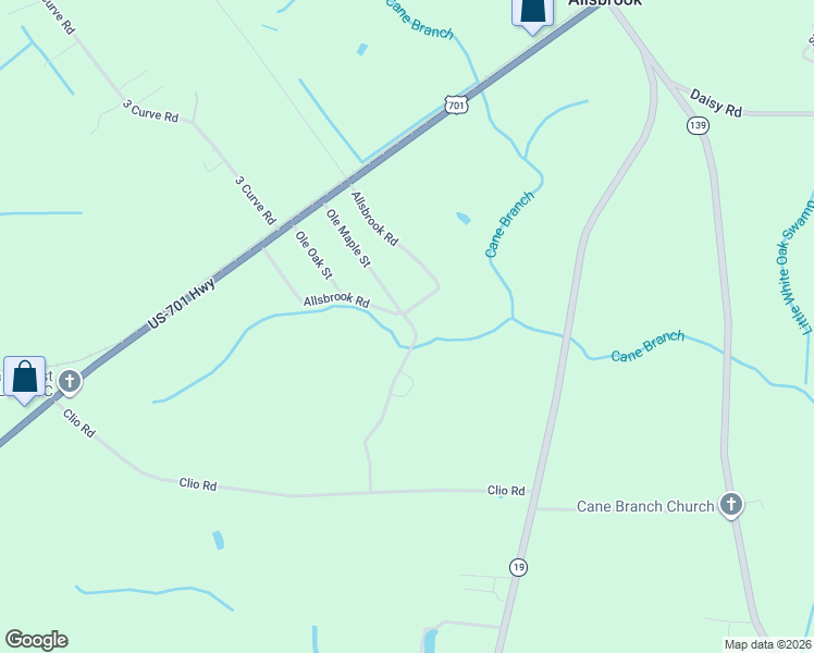 map of restaurants, bars, coffee shops, grocery stores, and more near 200 Allsbrook Road in Loris