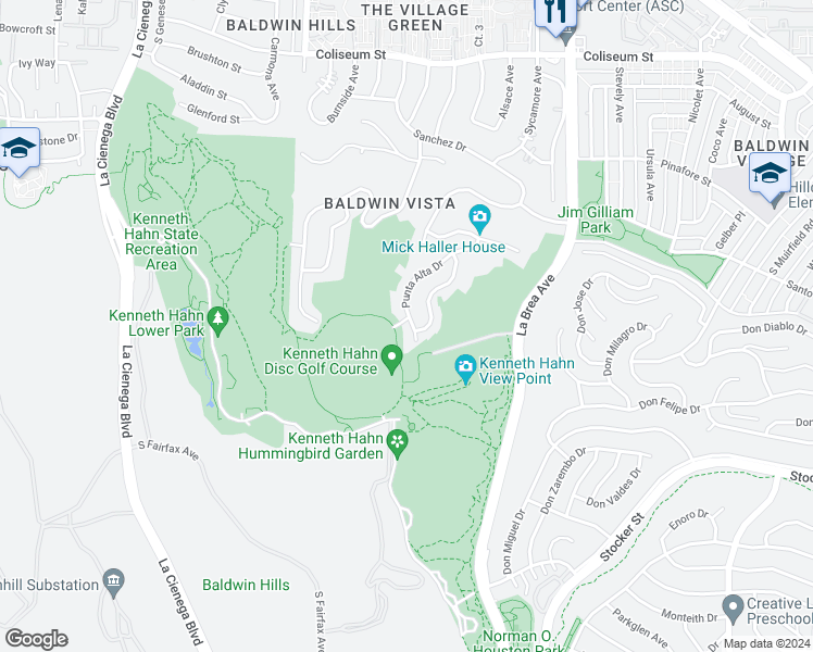 map of restaurants, bars, coffee shops, grocery stores, and more near 4145 Punta Alta Drive in Los Angeles