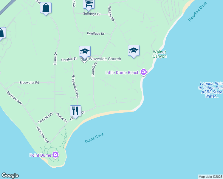 map of restaurants, bars, coffee shops, grocery stores, and more near 28830 Bison Court in Malibu