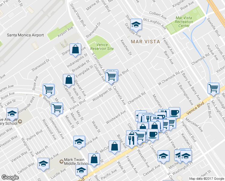 map of restaurants, bars, coffee shops, grocery stores, and more near 12420 Woodgreen Street in Los Angeles