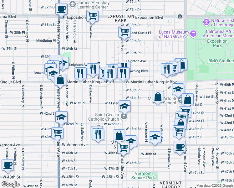 map of restaurants, bars, coffee shops, grocery stores, and more near 4063 Normandie Avenue in Los Angeles