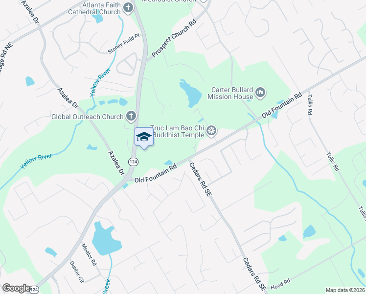 map of restaurants, bars, coffee shops, grocery stores, and more near 1350 Old Fountain Road in Lawrenceville