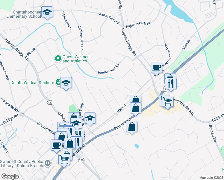 map of restaurants, bars, coffee shops, grocery stores, and more near 3622 North Saint Northwest in Duluth