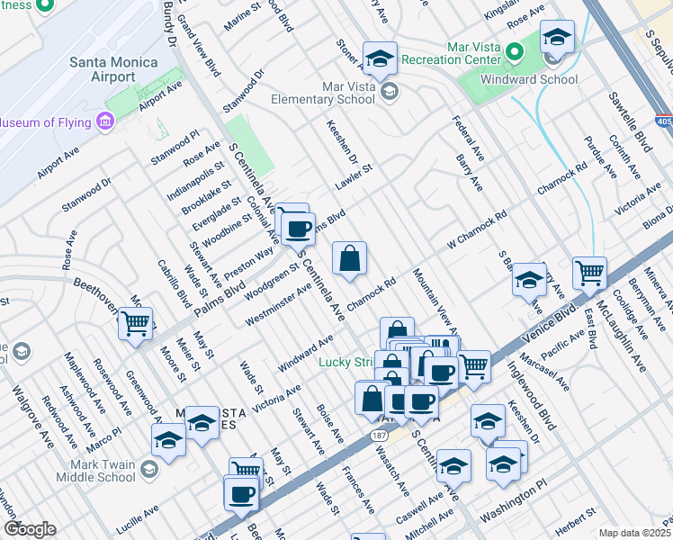 map of restaurants, bars, coffee shops, grocery stores, and more near 3557 Ocean View Avenue in Los Angeles