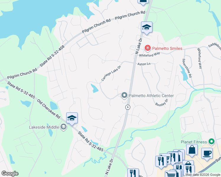 map of restaurants, bars, coffee shops, grocery stores, and more near 408 Dorchester Court in Lexington