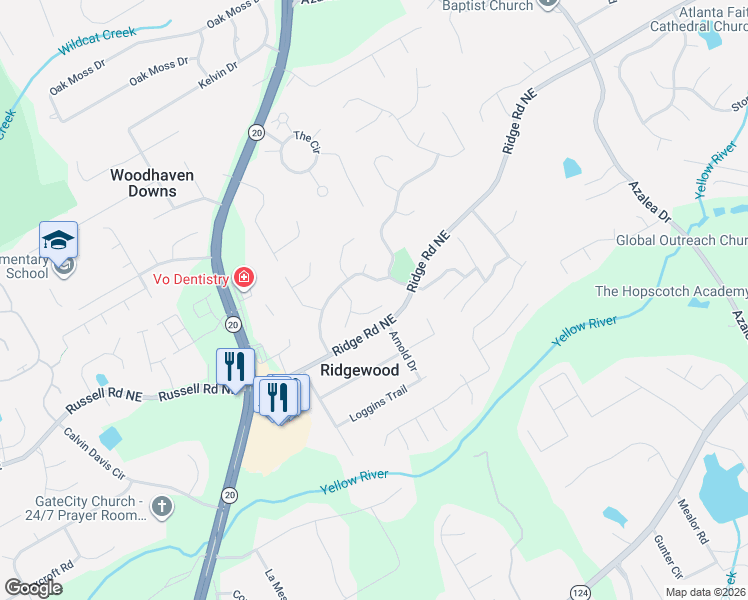 map of restaurants, bars, coffee shops, grocery stores, and more near 772 Teal Court in Lawrenceville