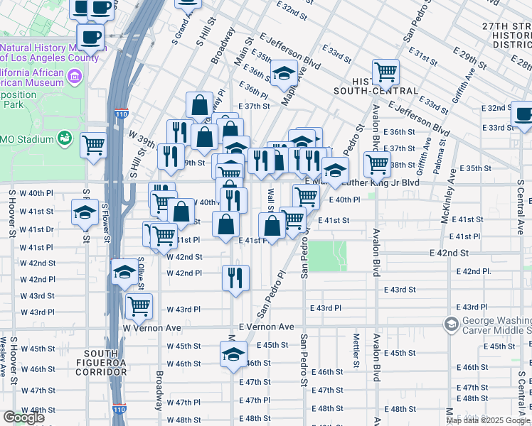 map of restaurants, bars, coffee shops, grocery stores, and more near 4053 Wall Street in Los Angeles
