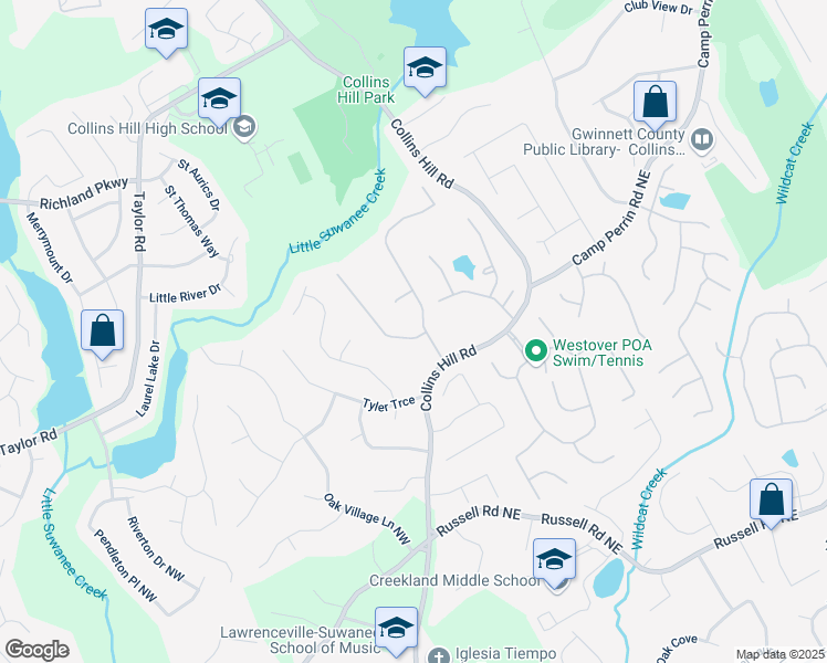 map of restaurants, bars, coffee shops, grocery stores, and more near 1971 Wildcat Cliffs Lane in Lawrenceville