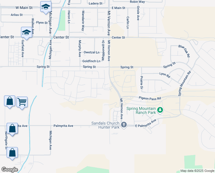 map of restaurants, bars, coffee shops, grocery stores, and more near 19991 Mineola Court in Riverside