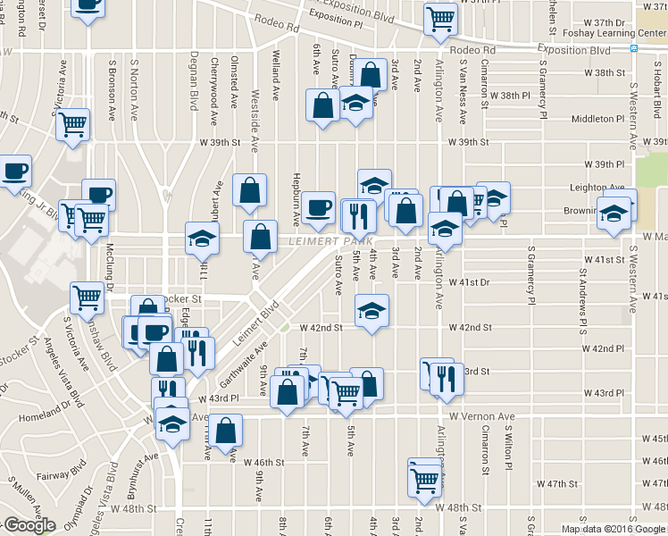 map of restaurants, bars, coffee shops, grocery stores, and more near 4132 Sutro Avenue in Los Angeles