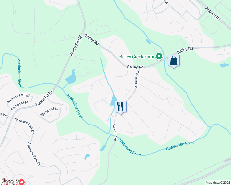 map of restaurants, bars, coffee shops, grocery stores, and more near 1278 Austin Thomas Drive in Dacula