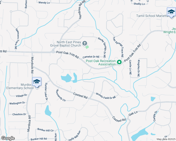 map of restaurants, bars, coffee shops, grocery stores, and more near 2441 Mitchell Road Northeast in Marietta
