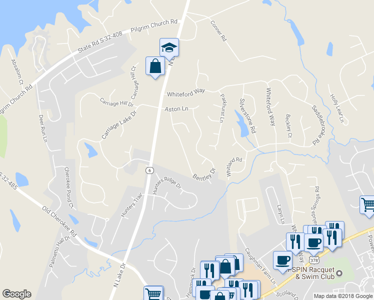 map of restaurants, bars, coffee shops, grocery stores, and more near 753 Bentley Drive in Lexington