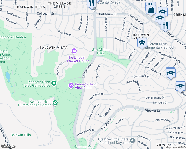 map of restaurants, bars, coffee shops, grocery stores, and more near 4217 Don Carlos Drive in Los Angeles