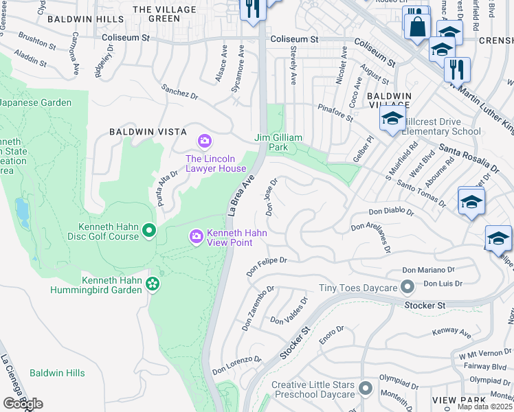 map of restaurants, bars, coffee shops, grocery stores, and more near 4217 Don Carlos Drive in Los Angeles