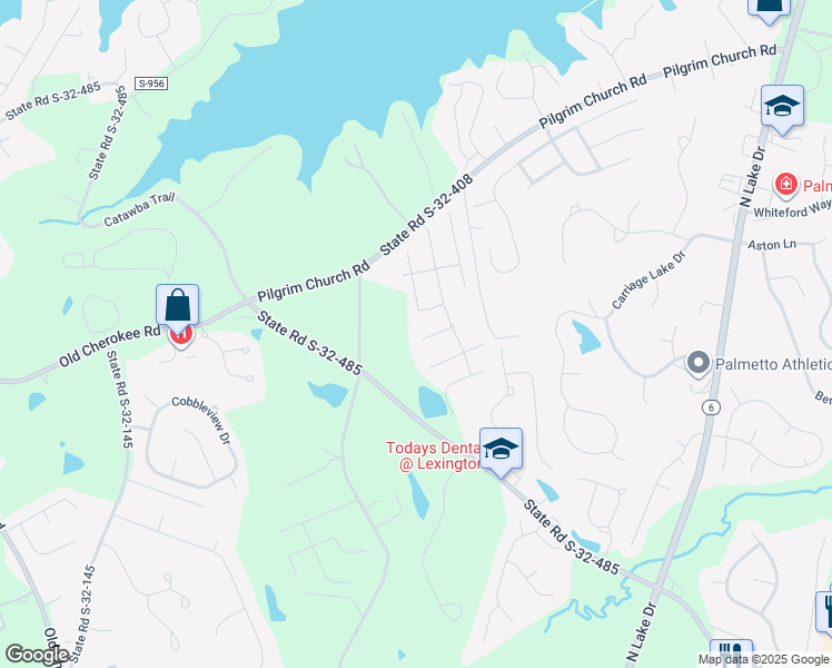 map of restaurants, bars, coffee shops, grocery stores, and more near 124 Misty Green Court in Lexington